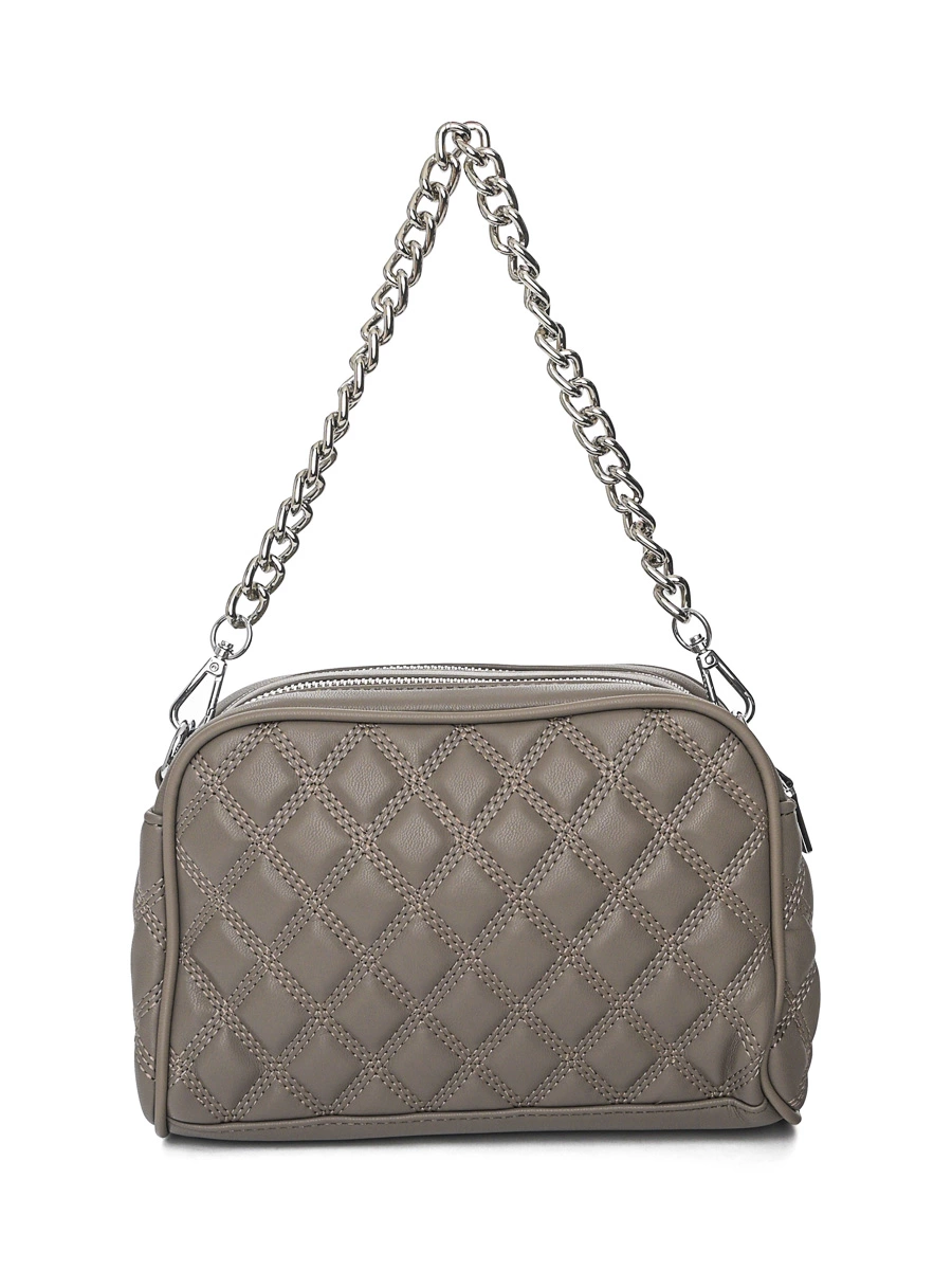 Сумка кроссбоди-мини серого цвета с декоративной строчкой